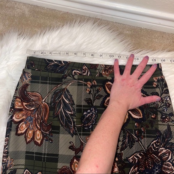 Melissa Paige Green Orange Floral Plaid Pattern Pencil Skirt Medium - Picture 5 of 10